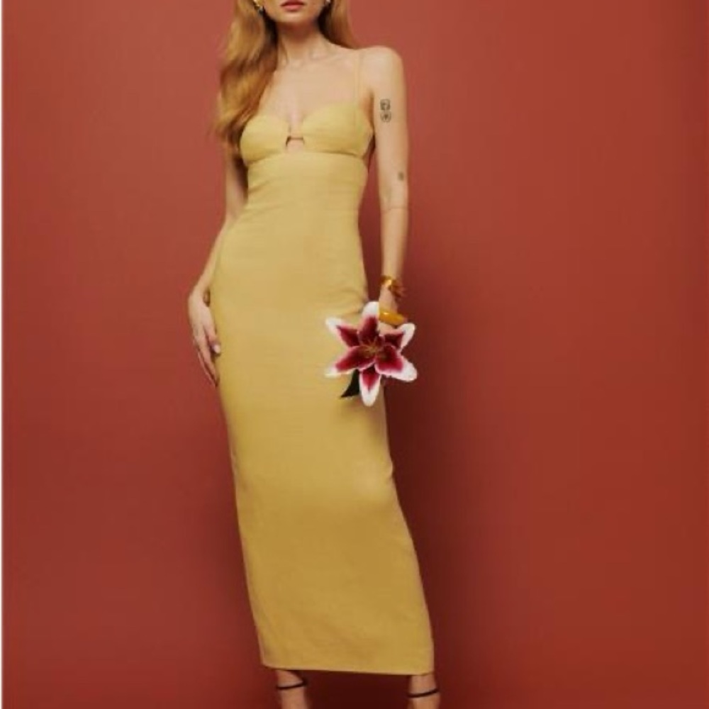 Reformation Malibu linen dress size 4 in sunflower yellow